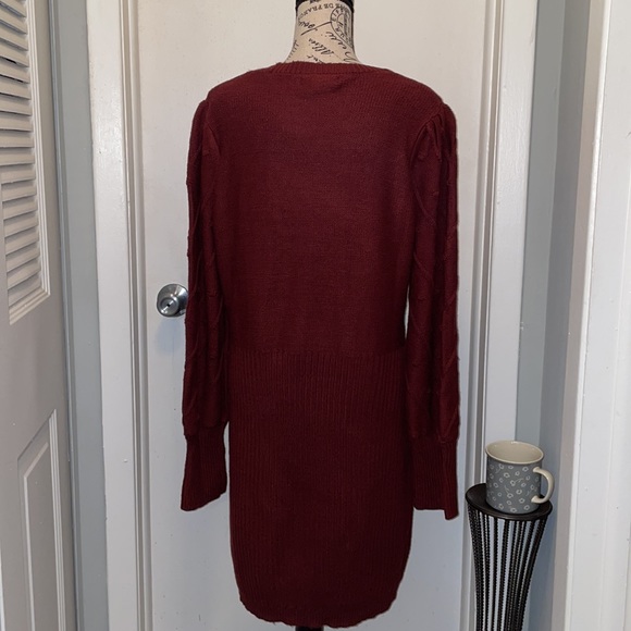 ADRIENNE VITTADINI Maroon knit Sweater dress long sleeve dress sz XL NWT - Picture 3 of 7